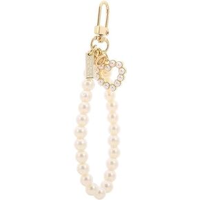 Women's Imitation Pearl Chain, Golden Car Key Chain Backpack Key Pendant Accessories Key Ring Charm Gifts, Love Heart Car Keychain 1PC