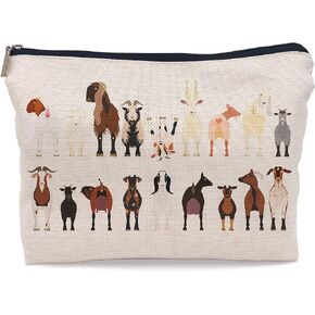 Cartoon Various Breeds of Goats Group Makeup Bag Cosmetic Bag Zipper Pouch Toiletry Bags,Goat Gifts for Goat Lovers Women,Funny Goat Gifts