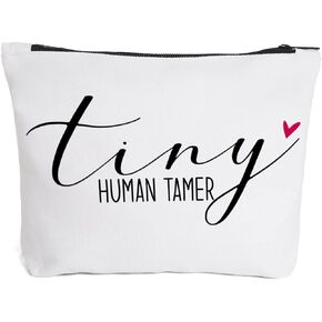 Teacher Appreciation Gifts Funny Babysitter Mom Gifts for Women Preschool Kindergarten Teacher Gift Daycare Teacher Supplies Christmas Gift Makeup Cosmetic Bag Travel Organizer Tiny Human Tamer