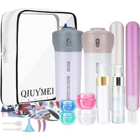 19 Pack Travel Bottles Set, Leak Proof Travel Accessories, Refillable Travel Size Toiletries Containers for Shampoo,Sanitizer,Lotions, Skin Care, Makeup Products with TSA Quart Bag