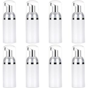 8 Pcs 1oz 30ml Plastic Foamer Pump Bottle Foam Dispenser Bottles Mini Liquid Foaming Bottles for Refillable Travel Hand Soap Foaming,Shampoo,Castile,Cleaning (Gold+Clear)