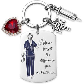 Melix Home RN Nurse Gifts for Women Nurses Practitioner Keychain Inspirational Gift for Coworker Nursing School Student Graduation Never Forget the Difference You Make Keychains