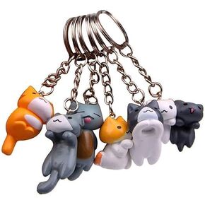 JJLFresheners 1Pc Random Style Kitten Key Chain Couple Gift Fashion Lucky Cat Keychain Pendent Charm PVC Key Ring Cartoon Bag Pendant, Car Keychain, Accessories