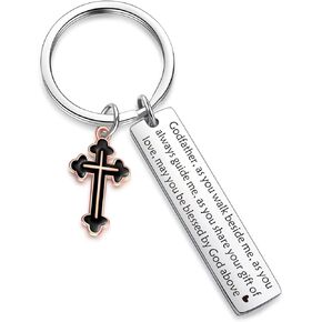 Godfather Thank You Keychain Personalized Godfather Christmas Jewelry Cross Decor Gift