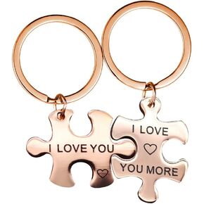 I Love You His Her 2 Puzzle Keychain Set for Couple Men Women Birthday Gift