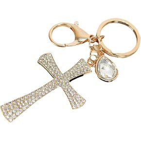 Cross Keychain Lucky Cross Keychain Ring Cross Charm Diamond Cross Keyholder Rhinestone Keychain Car Key Chain Car Ornaments for Rear View Mirror DIY Keychain Bag Hanging Decor Bag