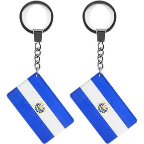 Salvador Flag Keychain Key Ring (2 Pack) for Salvadoran Key Backpack Luggage and Gifts