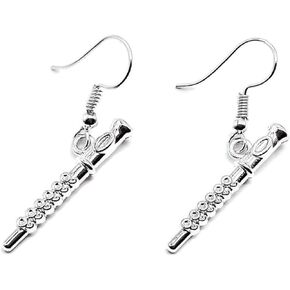 Flute Earrings, Music Earrings, Musical Instrument Earrings, Flute Charm Earrings, Flute Jewelry, Gift for Music Teacher, Music Jewelry, Music Gift