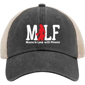 Milf Moms in Love with Fitness Cap Women’s hat AllBlack Womens Baseball caps Gifts for Her Baseball Caps