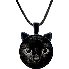 Kitty Pendant Halloween Black Cat Necklace - Peeking Black Cat Pendant - Black Kitty Pendant in Kuwait