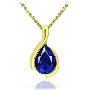 SEA OF ICE Pear Shape Teardrop Natural Gemstones Pendant Necklace -Red Garnet 9x7mm Pear Shape with Sterling Silver necklace 18 Inch - Necklaces for Everyday Wear