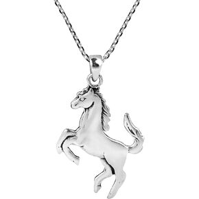 AeraVida Galloping Shiny Horse Double Sided .925 Sterling Silver Necklace