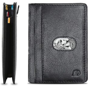 Access Denied REAL LEATHER Slim Wallets For Men - Minimalist Card Holder Bifold Mens Wallet Front Pocket RFID Blocking Thin Travel