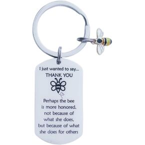 VALAFO Bee Jewelry for Women Men Keychain Honey Bumblebee Key Chains Stuff Super Bumble Bees Gift Honeybee Charm Items Honey Bee Keychain