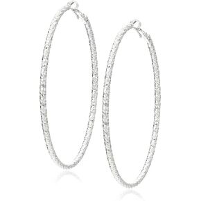 NINE WEST Extra Large Textured Click-It Hoop Earrings, Silver Tone,One size