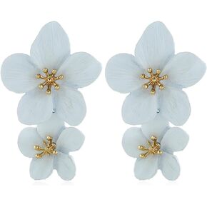 QzxEqz Bohemian Daisy Flower Earrings Matte Floral Petal Drop Dangle Earrings Layered Flower Earrings for Women Girls Chic Wedding Jewelry