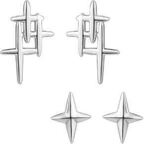 HAISWET Sterling Silver 2 Pcs Star Small Stud Earrings Set for Women Teen Girls in Kuwait