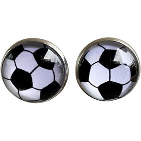 Sports Stud Earrings Glass Basketball Volleyball Baseball Football Rugby Earring for Teens Girls Women Jewelry