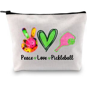 Pickleball Makeup Bag Pickleball Player Gift Pickleball Lover Gifts For Women Peace Love Pickleball Cosmetic Bag (Peace Love Pickleball)