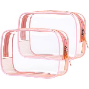 PLULON 2 Pack Travel Toiletry Bag, TSA Approved Toiletry Bag Clear Makeup Cosmetic Bag Quart Size Carry on Travel Accessories Portable Bags for Women Men - Black