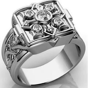 Awmnjtmgpw Diamond Cubic Zircon Cross Pattern, openable lid Ring Size 6-13 (Size 6, Silver)