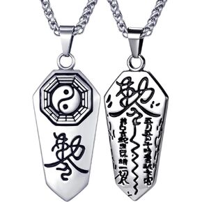 Yin Yang Pendant Necklace for Men Taoist Necklace Taoism Jewelry Amulet Pendant with 24 Inches Stainless Steel Chain