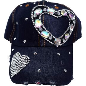 Forest & Twelfth Fashion Bling Baseball Cap Hat – Embellished with Crystal Rhinestones and Faux Gemstones