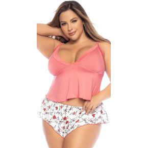 Mapalé by Espiral Women's Plus Size 7535x Two Piece Pajama Set. Top and Shorts