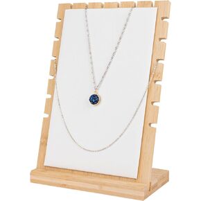 Framendino, Bamboo Necklace Display Stand Jewelry Bracelets Chains Organizer Holder Freestanding Multiple Necklace Display Stands for Selling Jewelry Show Home (White)