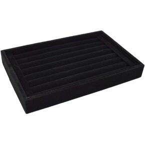 lasenersm 1 Piece Velvet 7 Slots Ring Earrings Trays Showcase Display Jewelry Organizer Stud Earring Holder Jewelry Organizer Tray Display Showcase Drawer Insert, Black