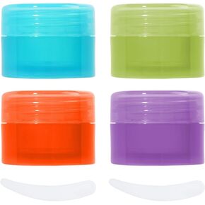 RONRONS 10G/10ML Small Travel Containers Jars Mini Sample Containers with Lids Empty Plastic Travel Jars for Lip Balm Salves Creams Lotions Makeup Cosmetics Nail Accessories (4*styleA)