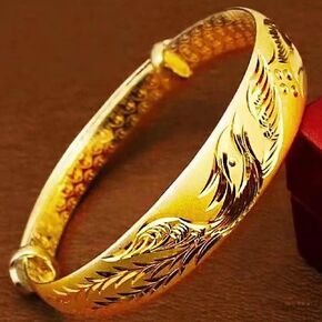 925 Sterling Silver Charm Phoenix Bracelet Oriental Legend Divine Animal Symbol Blessing Auspicious Handmade Polishing Lucky Trinket Unique Elegant Dignified Bracelet Gift Gold