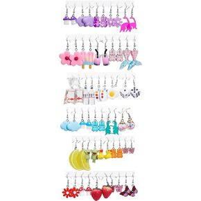 30 Pairs Weird Earrings for Women Multipack, Cute Earrings Set Earring Funny Earring Gummy Bear Earrings Mushroom Earrings Bulk