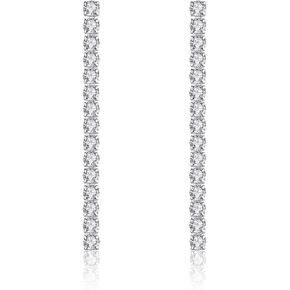 VIKI LYNN 925 Sterling Silver Long Cubic Zirconia Crystal Dangle Drop Earrings for Women