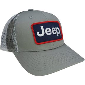 Jeep Premium Camo Pattern Red/White/Blue Text Logo Patch Hat Heather Grey/Camo