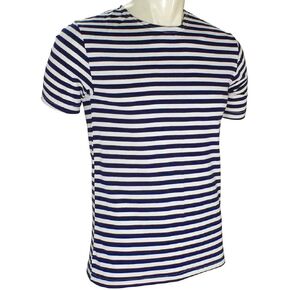 Navy-White Striped Russian Military Navy Short Sleeve T-Shirt - Sailor's Striped T-Shirt - Knitted Not Dyed Vest