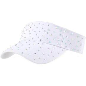 Studded Rhinestone Baseball Caps Bling Visor Ponytail Hat Adjustable Open Top Sun Hats for Women Sport Golf Beach