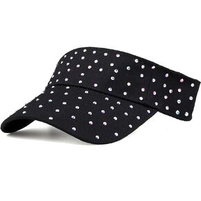 Studded Rhinestone Baseball Caps Bling Visor Ponytail Hat Adjustable Open Top Sun Hats for Women Sport Golf Beach