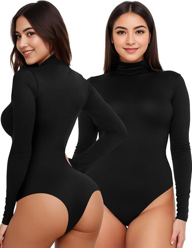 بدلة نسائية ذات رقبة سلحفاة وهمية وأكمام طويلة ملابس نسائية أساسية للخروج مقاس XS-2XL بذلة عصرية in Kuwait