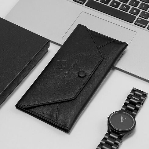 محفظة طويلة K للرجال، محفظة ظرف نقدي للرجال من KOME LEATHER بمشبك نقود مع حامل بطاقة دفتر شيكات وجيب للهاتف وسحاب للرجال ومحفظة نحيفة in Kuwait