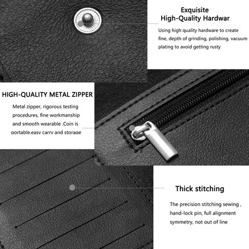 محفظة طويلة K للرجال، محفظة ظرف نقدي للرجال من KOME LEATHER بمشبك نقود مع حامل بطاقة دفتر شيكات وجيب للهاتف وسحاب للرجال ومحفظة نحيفة in Kuwait