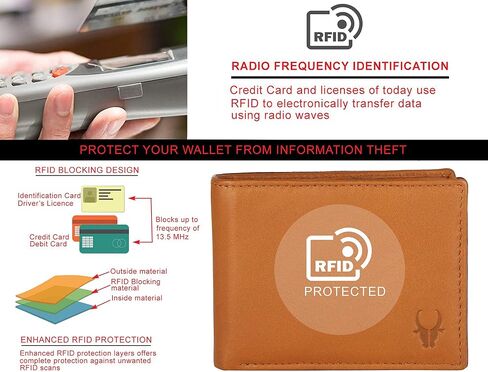 محفظة جلدية من WILDHORN للرجال مع خاصية حجب RFID - محفظة نحيفة أنيقة ثنائية الطي ومحفظة جيب أمامي (ذهبي أسمر ضارب للصفرة) in Saudi Arabia