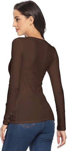 VIIOO Women's Basic Long Sleeve Crew Neck T-Shirt Solid Slim Cotton Top in Saudi Arabia