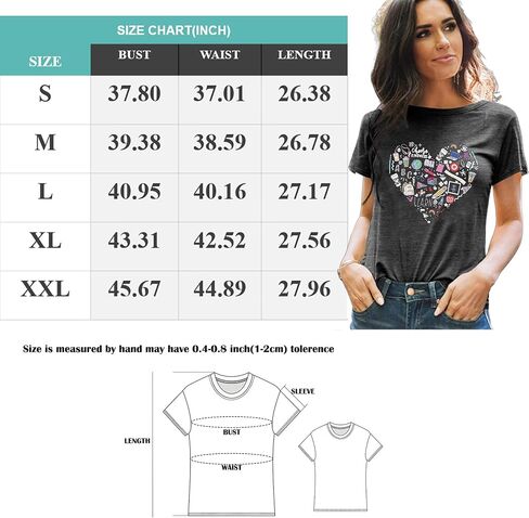Teacher Shirt Women Teaching T-Shirt Funny Heart Graphic Tee Top Cute Kindergarten Teachers Gift T-Shirt in Kuwait