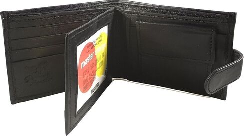 Genuine Black Leather Snap Close Bifold Wallet with Coin Purse #791 in Saudi Arabia