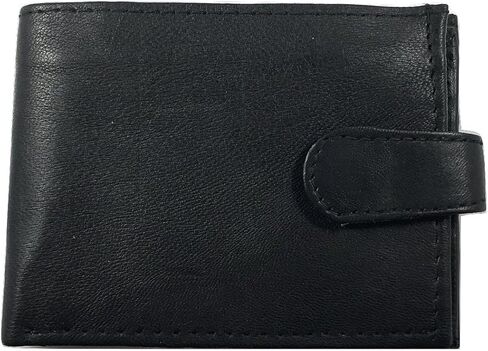 Genuine Black Leather Snap Close Bifold Wallet with Coin Purse #791 in Saudi Arabia