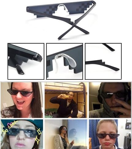 10 قطع نظارات شمسية ثج لايف بارتي نظارات موزاييك بكسل سوداء للجنسين البالغين والاطفال (مزيج متعدد الالوان)، الوان متعددة، مقاس واحد, ألوان مختلطة, One Size in Kuwait