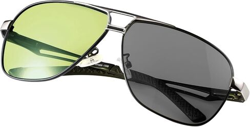 Photochromic Aviator Polarized Sunglasses UV400 Day and Night Driving Glasses For Men Women Spring Hinge Eyewear in Kuwait