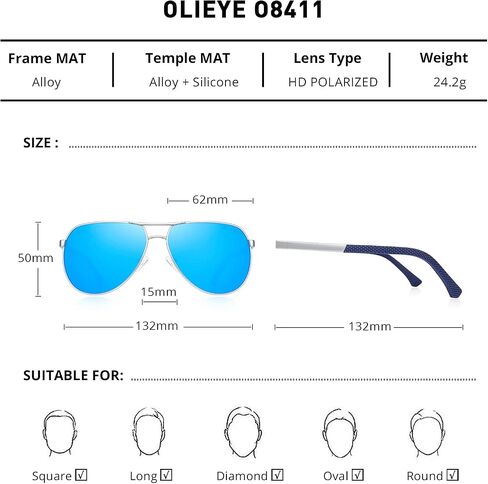 OLIEYE Men HD Polarized Driving Sunglasses for Men-Classic Square Sunglasses in Saudi Arabia