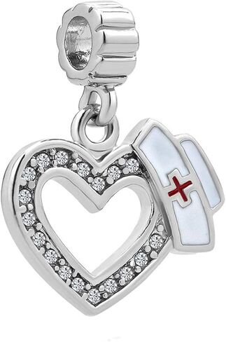 Nurse Stethoscope Charm for Bracelet Doctor Women Christmas Family Girl Red Cross Love Heart Sister Daughter Granddaughter Friend Birthday Compatible with Pandoran Charm Bracelets in Saudi Arabia